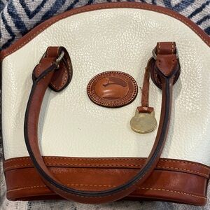 Dooney & Bourke Cream Leather Bag with Brown Accents